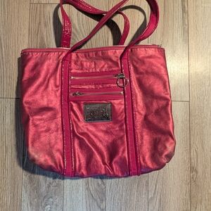 Women’s Metallic Pink Shoulder Tote Bag